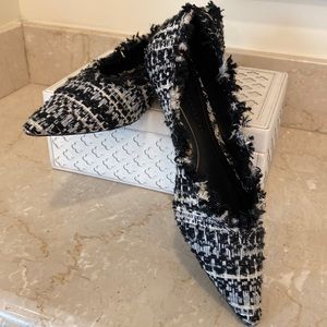 Zara tweed ballet flats. Navy. Size 37